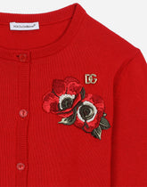Cotton cardigan with floral patch - | Dolce & Gabbana