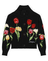 Knit cardigan with tulip details and Dolce&Gabbana logo - | Dolce & Gabbana