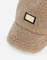 Faux fur baseball cap with logo tag - | Dolce & Gabbana
