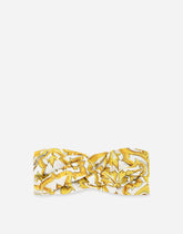 Poplin headband with yellow majolica print - | Dolce & Gabbana