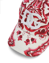 Baseball hat with DG logo embroidery and majolica print - | Dolce & Gabbana