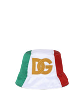 Satin bucket hat with DG logo patch - | Dolce & Gabbana