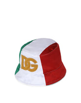 Satin bucket hat with DG logo patch - | Dolce & Gabbana