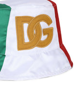 Satin bucket hat with DG logo patch - | Dolce & Gabbana