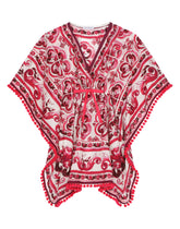 Majolica-print batiste caftan with drawstring waist - | Dolce & Gabbana