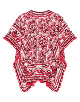 Majolica-print batiste caftan with drawstring waist - | Dolce & Gabbana