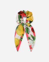 Poplin scrunchie with lemon and cherry print - | Dolce & Gabbana