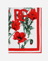 Poppy-print terrycloth beach towel - | Dolce & Gabbana
