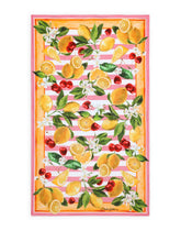 Terrycloth beach towel with lemon and cherry print - | Dolce & Gabbana