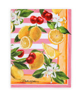 Terrycloth beach towel with lemon and cherry print - | Dolce & Gabbana