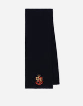 Ribbed knit scarf with heraldic patch - | Dolce & Gabbana