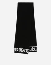 Ribbed knit scarf with jacquard DG logo - | Dolce & Gabbana