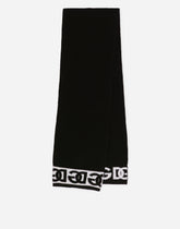 Ribbed knit scarf with jacquard DG logo - | Dolce & Gabbana