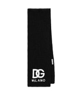 Fisherman’s rib knit scarf with logo embroidery - | Dolce & Gabbana
