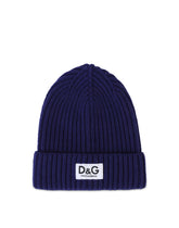 Ribbed knit hat with logo label - | Dolce & Gabbana