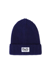 Ribbed knit hat with logo label - | Dolce & Gabbana