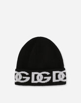 Ribbed knit hat with jacquard DG logo - | Dolce & Gabbana