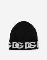 Ribbed knit hat with jacquard DG logo - | Dolce & Gabbana