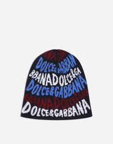 Jacquard knit hat with Dolce&Gabbana logo - | Dolce & Gabbana