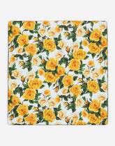 Jersey blanket with yellow rose print - | Dolce & Gabbana