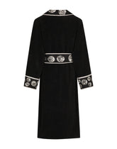 Cotton bathrobe with coin print details - | Dolce & Gabbana