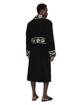 Cotton bathrobe with coin print details - | Dolce & Gabbana
