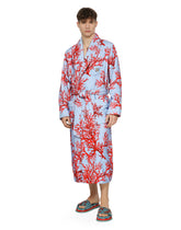 Coral-print cotton bathrobe - | Dolce & Gabbana