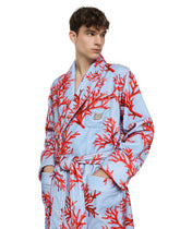 Coral-print cotton bathrobe - | Dolce & Gabbana
