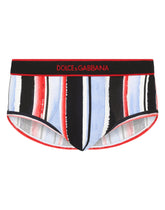 Cotton Brando briefs with brushstroke print - | Dolce & Gabbana