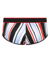 Cotton Brando briefs with brushstroke print - | Dolce & Gabbana