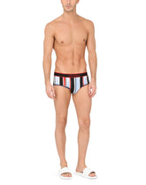 Cotton Brando briefs with brushstroke print - | Dolce & Gabbana