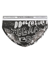 Two-way stretch cotton mid-rise briefs with logo print - | Dolce & Gabbana