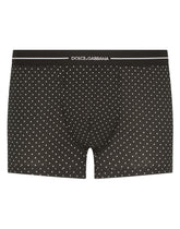 Two-way-stretch cotton boxers with polka-dot print - | Dolce & Gabbana