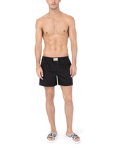 Long cotton boxers with branded plate - | Dolce & Gabbana