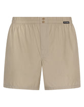 Poplin shorts with logo label - | Dolce & Gabbana