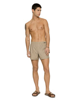 Poplin shorts with logo label - | Dolce & Gabbana