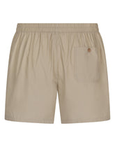 Poplin shorts with logo label - | Dolce & Gabbana