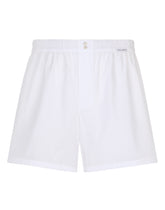 Poplin shorts with logo label - | Dolce & Gabbana