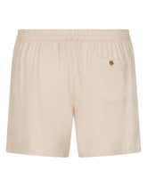 Stretch silk shorts with logo label - | Dolce & Gabbana