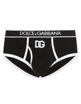 Fine-rib cotton Brando briefs with DG patch - | Dolce & Gabbana