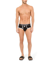 Fine-rib cotton Brando briefs with DG patch - | Dolce & Gabbana