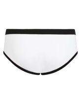 Fine-rib cotton Brando briefs with DG patch - | Dolce & Gabbana