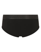 Two-way stretch cotton Brando briefs with DG patch - | Dolce & Gabbana