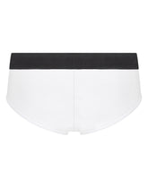 Two-way stretch cotton Brando briefs with DG patch - | Dolce & Gabbana