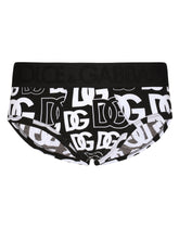 Two-way stretch jersey Brando briefs with DG logo print - | Dolce & Gabbana