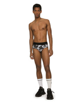Two-way stretch jersey Brando briefs with DG logo print - | Dolce & Gabbana