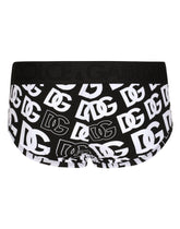 Two-way stretch jersey Brando briefs with DG logo print - | Dolce & Gabbana