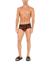 Two-way stretch jersey Brando briefs with logo print - | Dolce & Gabbana