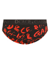 Two-way stretch jersey Brando briefs with logo print - | Dolce & Gabbana