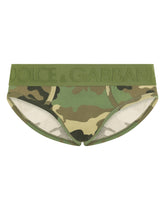 Two-way stretch jersey mid-rise briefs with camouflage print - | Dolce & Gabbana